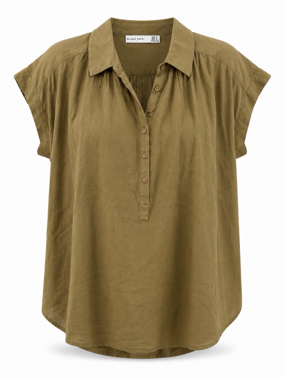 NWT Black Tape Women’s MED 100% Cotton Button Down Oversized Blouse Olive Green